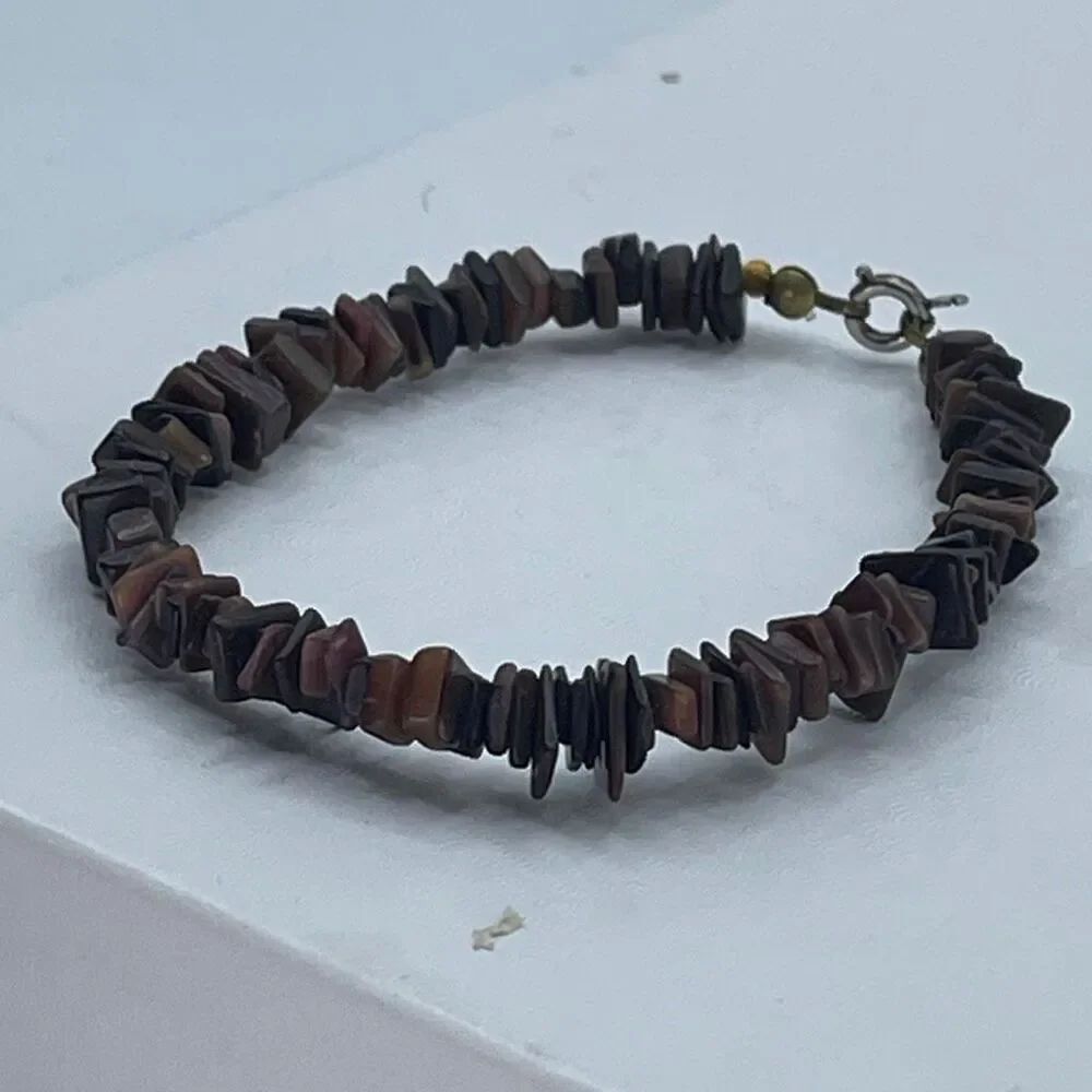 Artisan made red tiger eye chip wired bracelet 7.5”